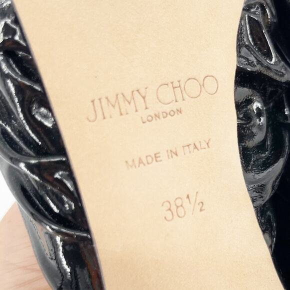 Jimmy Choo Black Leather Annabell 85 Ruched Pointed Toe Slingback Heels IT 38.5 - Picture 11 of 12